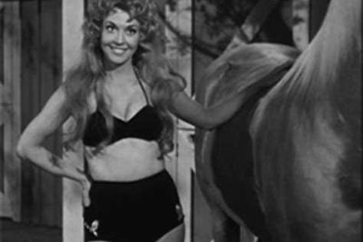 Donna Douglas with Horse in Outdoor Portrait